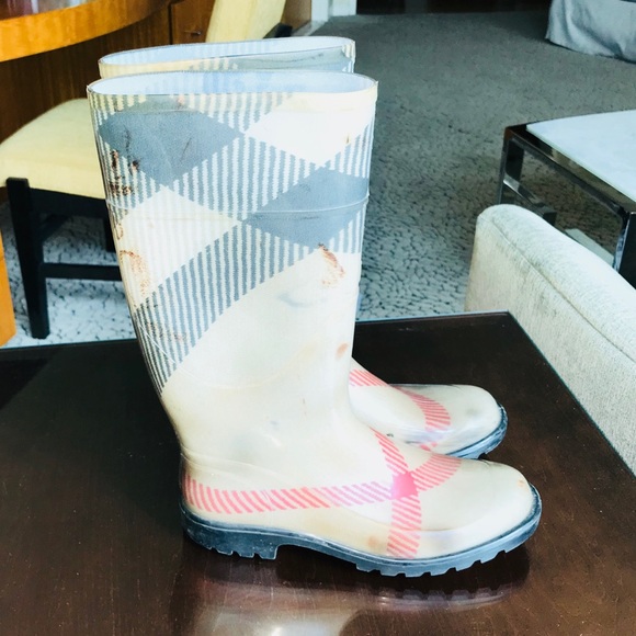 Burberry Shoes - Burberry Plaid Rain Boots Size 40